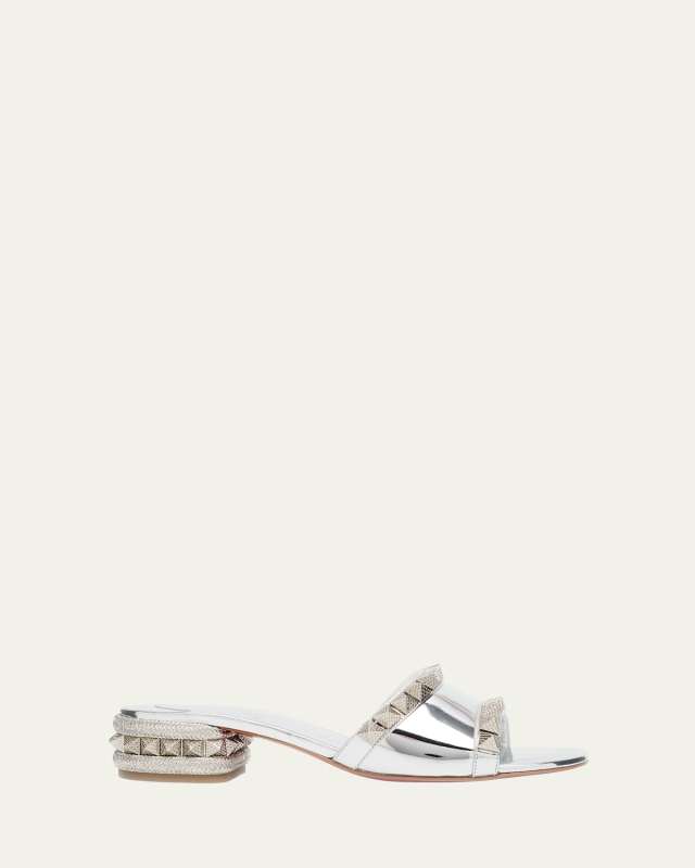 Pyramule Metallic Red Sole Slide Sandals